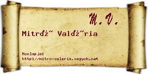 Mitró Valéria névjegykártya